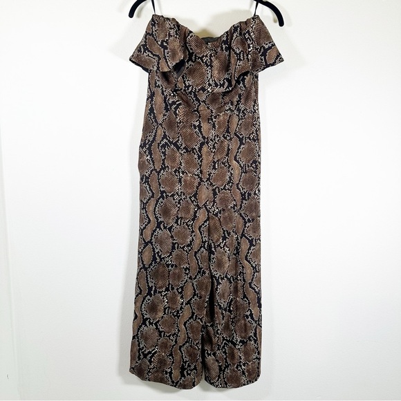 Babaton Snakeskin Reptile Print Strapless Cropped Jumpsuit Size 2 ** please read - Picture 1 of 11